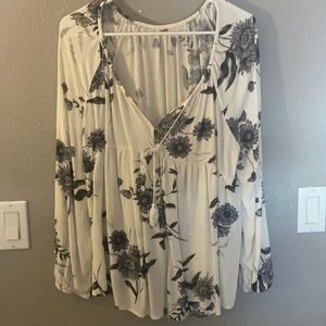 Long Sleeve Top with Flowers